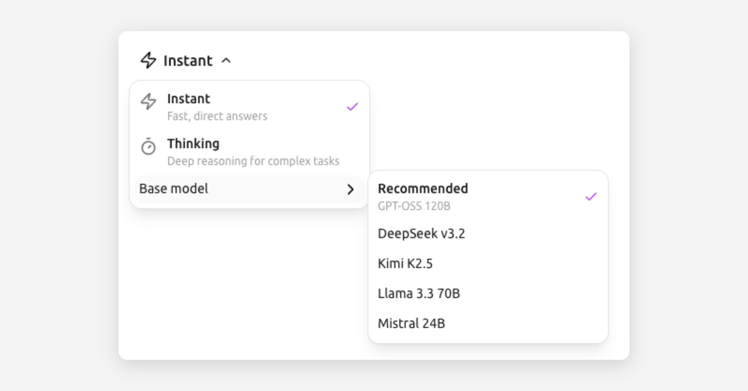 AI models and Thinking mode